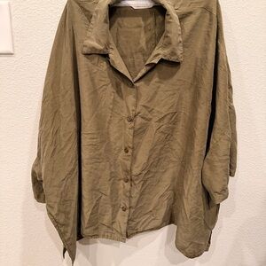 Express Khaki Silk Shirt 100% silk